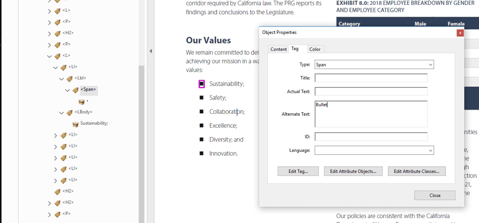 Screenshot of PDF tag Object Properties panel showing alt-text.
