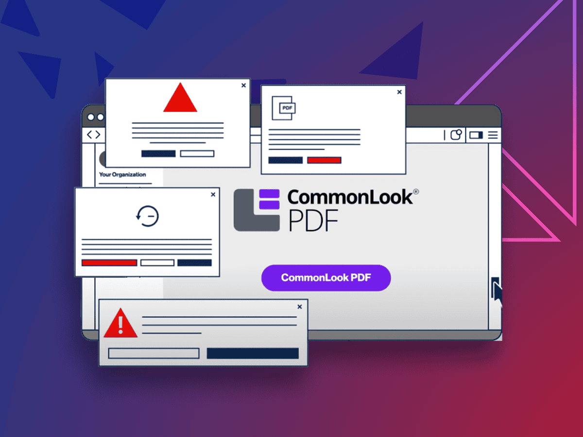 CommonLook PDF software showing accessibility errors and warnings